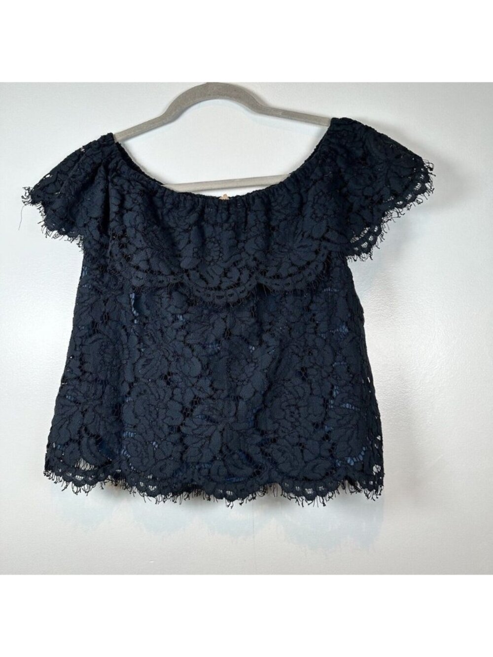 Sugar Lips Womens Lace Straight Top And Skirt Size S‎ Navy Blue Ruffle
